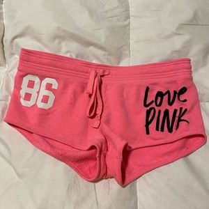 Neon pink PINK a shorts from VS